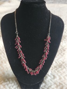 VJ Merlot Beaded Layered Necklace Adjustable